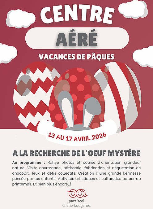 Centre aéré de Pâques 2026 : pré-inscription